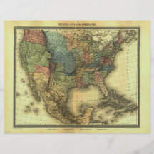 1848 Thunot Duvotenay Map:  Etats-Unis & Mexique Custom Flyer