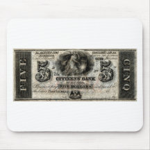 1850 New Orleans Five Dollar Note Mousepads