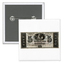 1850 New Orleans Five Dollar Note Pin