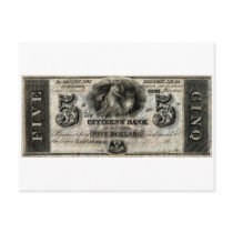 1850 New Orleans Five Dollar Note Postcards