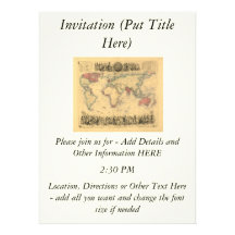 1850’s Map of British Empire Throughout the World Personalized Invite