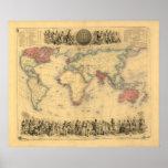 1850’s Map of British Empire Throughout the World