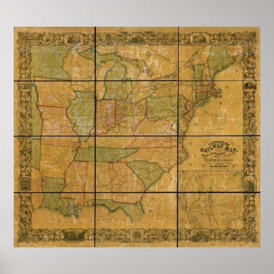 1856 Antique Railroad Map of the United States Posters by terraprints_classic