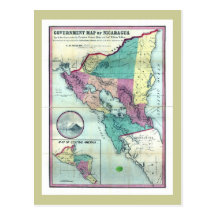 1856 Government Map of Nicaragua by A.H. Jocelyn Postcard