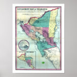 1856 Government Map of Nicaragua by A.H. Jocelyn Poster