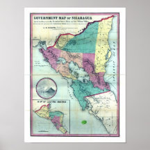 1856 Government Map of Nicaragua by A.H. Jocelyn Poster