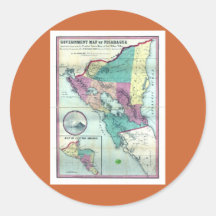 1856 Government Map of Nicaragua by A.H. Jocelyn Round Stickers