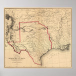 1859 Map - Military Department of TEXAS Poster
