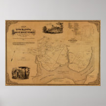 1859 Map Washington's Land at Mt. Vernon, Virginia Poster