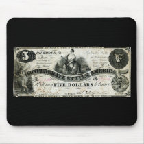 1861 Confederate Five Dollar Note Mouse Pads