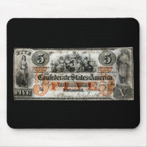 1861 Confederate Five Dollar Note Mouse Pad