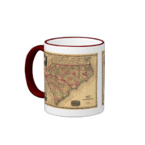1861 North Carolina and South Carolina Map Mug
