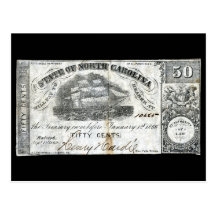 1862 North Carolina 50 Cent Note Postcards