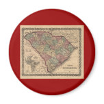 1865 South Carolina Map Refrigerator Magnet
