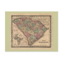 1865 South Carolina Map Post Card