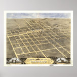 1869 Sandwich, IL Birds Eye View Panoramic Map Posters