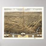 1869 Shelbyville, IL Birds Eye View Panoramic Map Poster