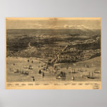 1871 Chicago, IL Birds Eye View Panoramic Map Posters