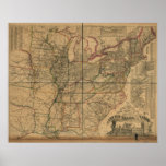 1871 Railroads and Distance Map of U.S. & Canada posters