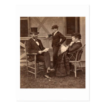 1872 President Grant with Family at Cottage Post Card