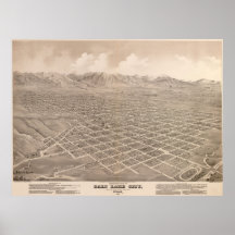 1875 Salt Lake City, UT Bird's Eye Panoramic Map Poster