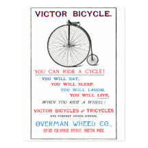1880 Bicycle Poster Postcard