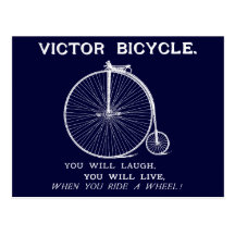 1880 Victor Bicycle Poster, White Post Card