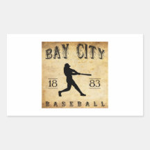 1883 Bay City Michigan Baseball Rectangle Sticker