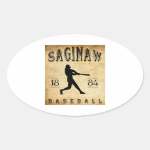 1884 Saginaw Michigan Baseball Oval Stickers