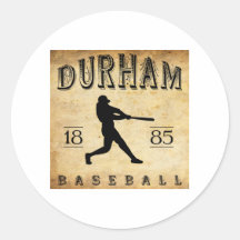 1885 Durham North Carolina Baseball Round Sticker