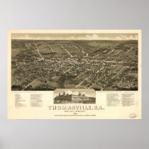 1885 Thomasville, GA Birds Eye View Panoramic Map Poster