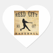 1887 Reed City Michigan Baseball Heart Sticker