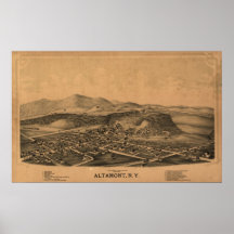 1889 Altamont, NY Birds Eye View Panoramic Map Poster