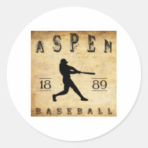 1889 Aspen Colorado Baseball Round Stickers
