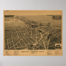 1889 Benton Harbour MI Birds Eye View Panoramic Ma Print