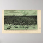 1889 Detroit, MI Birds Eye View Panoramic Map Poster