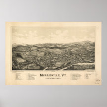 1889 Morrisville, VT Bird's Eye View Panoramic Map Print