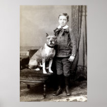 1890 Boy and his American Staffordshire Terrier Poster