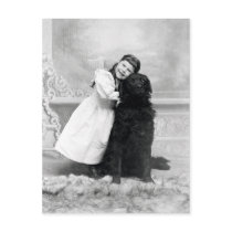 1890 Smiling girl and her Retriever Dog Postcards