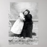 1890 Smiling girl and her Retriever Dog Posters