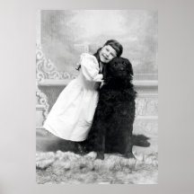 1890 Smiling girl and her Retriever Dog Posters