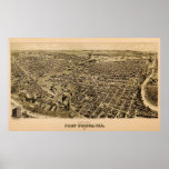 1891 Map of Fort Worth, Texas Birds Eye View Poster