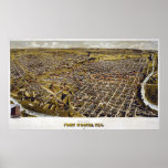 1891 Map of Fort Worth, TX Birds Eye View Print