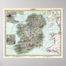 1891 Map of Ireland Poster