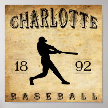 1892 Charlotte North Carolina Baseball Poster