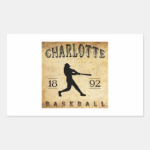 1892 Charlotte North Carolina Baseball Rectangle Stickers