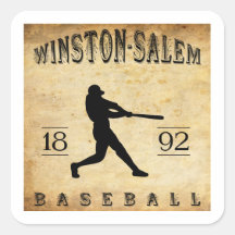 1892 Winston-Salem North Carolina Baseball Square Stickers