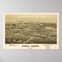 1893 Alburtis Lockridge PA Birds Eye Panoramic Map Posters