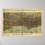 1893 Chicago, IL Birds Eye View Panoramic Map Print
