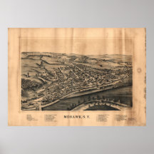 1893 Mohawk, NY Birds Eye View Panoramic Map Print